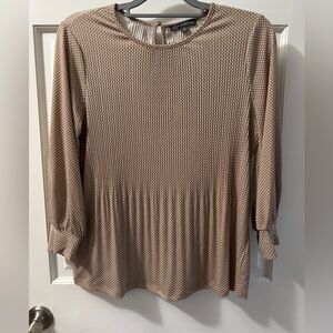 Adrianna Papell Brown And White Blouse (Size: S)